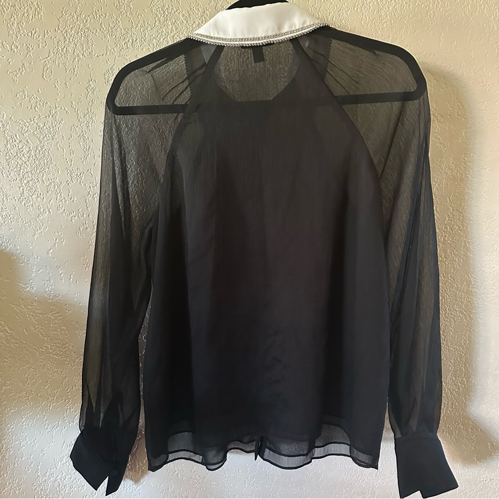 Ted Baker London Chayse Beaded Collar Chiffon Button Up Blouse - Picture 7 of 8